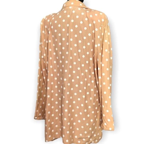 Brittany Nicole Vintage Polkadot Tan Peach Blazer Size Medium Long Sleeve Mid - Picture 9 of 11
